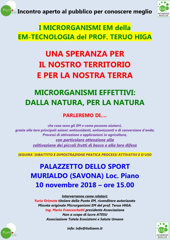 Incontro a Murialdo (Savona) sabato 10/11/2018