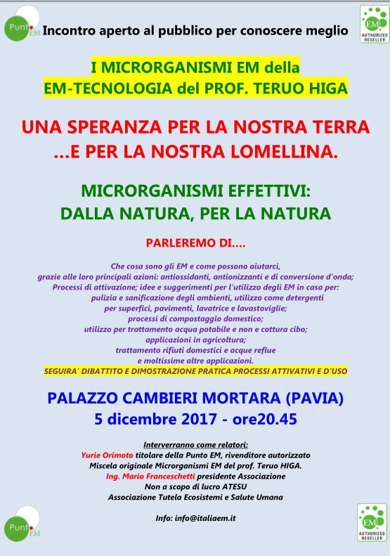 5 dicembre 2017 20.30 Incontro a Mortara (PV)